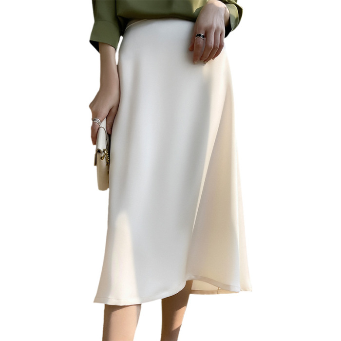 A-line skirt fashion mulberry silk satin silky high waist umbrella skirt 69