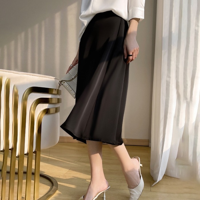 A-line skirt fashion mulberry silk satin silky high waist umbrella skirt 69