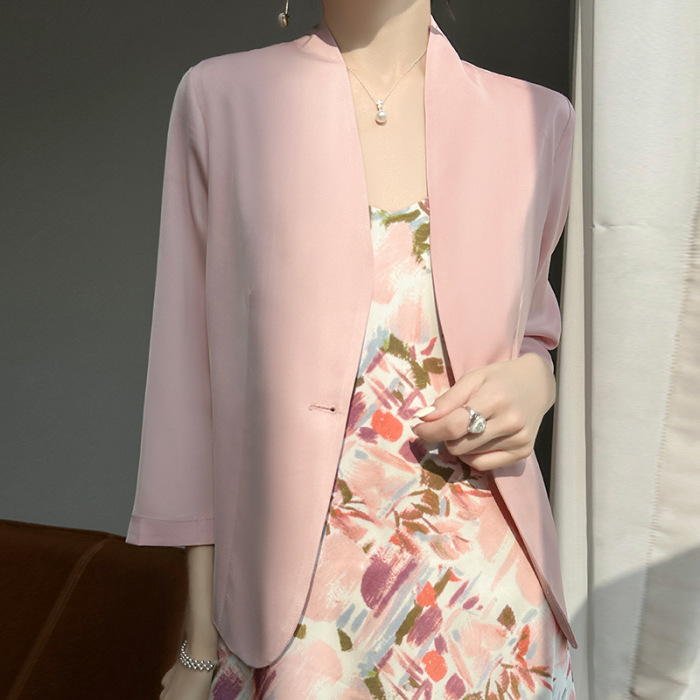 Black Satin Slim Blazer 17