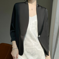 Black Satin Slim Blazer 17