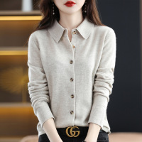 Collar Loose Sweater Jacket Knit Cropped Top 65 