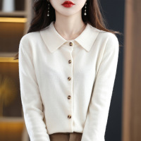Collar Loose Sweater Jacket Knit Cropped Top 65 