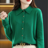 Collar Loose Sweater Jacket Knit Cropped Top 65 
