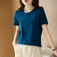 Double-sided mercerized cotton T-shirt half-sleeved T-shirt women's clothing 20