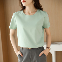 Double-sided mercerized cotton T-shirt half-sleeved T-shirt women's clothing 20