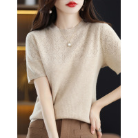 Half-sleeved thin cutout cropped cashmere top 14