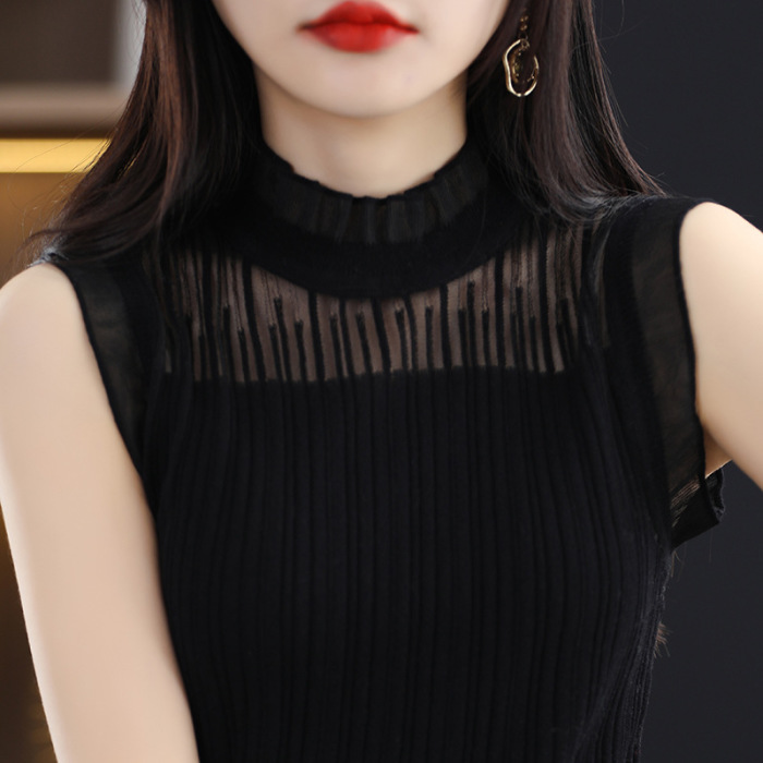 High collar inner suit white top lace bottoming shirt 75 