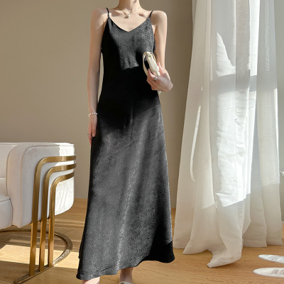 Inner suspender skirt satin acetate fashion French temperament long skirt 04