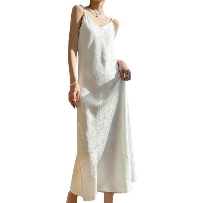 Inner suspender skirt satin acetate fashion French temperament long skirt 04
