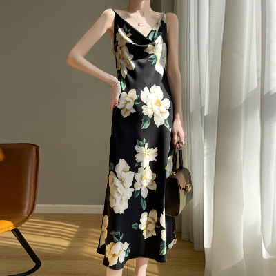 LONG PRINTED SILK SLIP DRESS 12