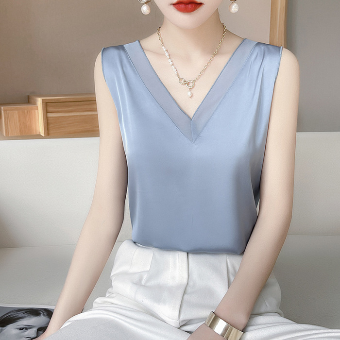 New V-neck silk camisole sleeveless top for women 06
