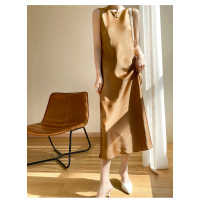 Silk Dress Elegant Slim Solid Color Long Dress 29