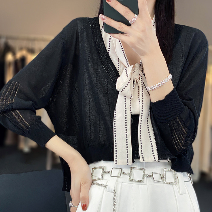 solid color three quarter sleeve bottoming shirt 86
