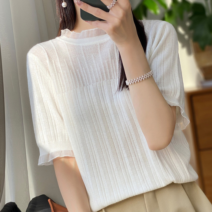 Spun Wool Short Sleeve Tank T-Shirt 35