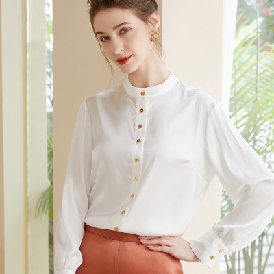 Stand Collar Silk Shirt Long Sleeve Shirt 83