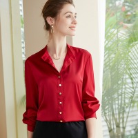 Stand Collar Silk Shirt Long Sleeve Shirt 83