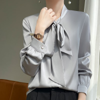 women's bowknot silk shirt thin mulberry silk top 32