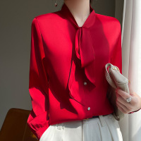 women's bowknot silk shirt thin mulberry silk top 32