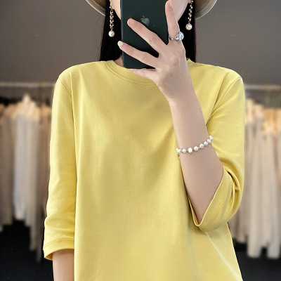 Women's round neck cotton t-shirt with three quarter sleeves 30