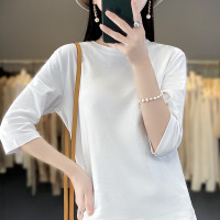 Women's round neck cotton t-shirt with three quarter sleeves 30