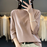 Women's round neck cotton t-shirt with three quarter sleeves 30