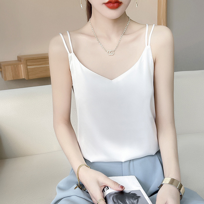 women's v neck camisole sleeveless double shoulder straps 33