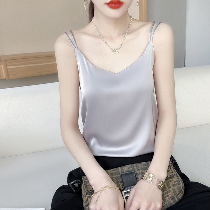 women's v neck camisole sleeveless double shoulder straps 33