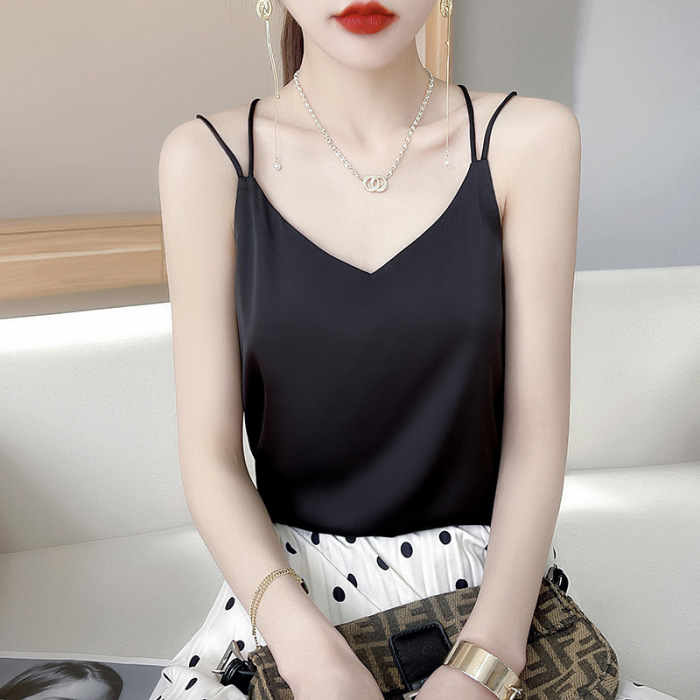women's v neck camisole sleeveless double shoulder straps 33
