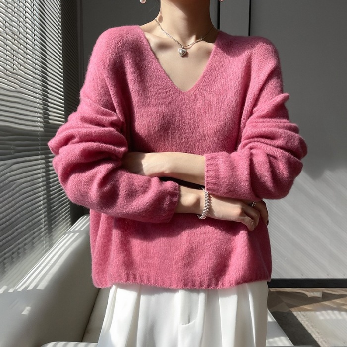 Women's V-neck Silk Lightweight Knitted Blouse 68